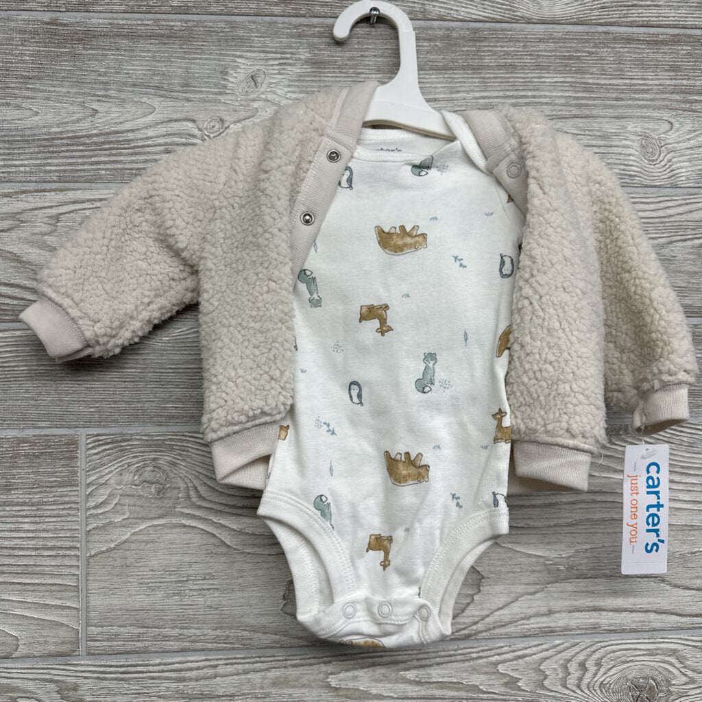 NEW LS Bodysuit Animals & Sherpa Jacket