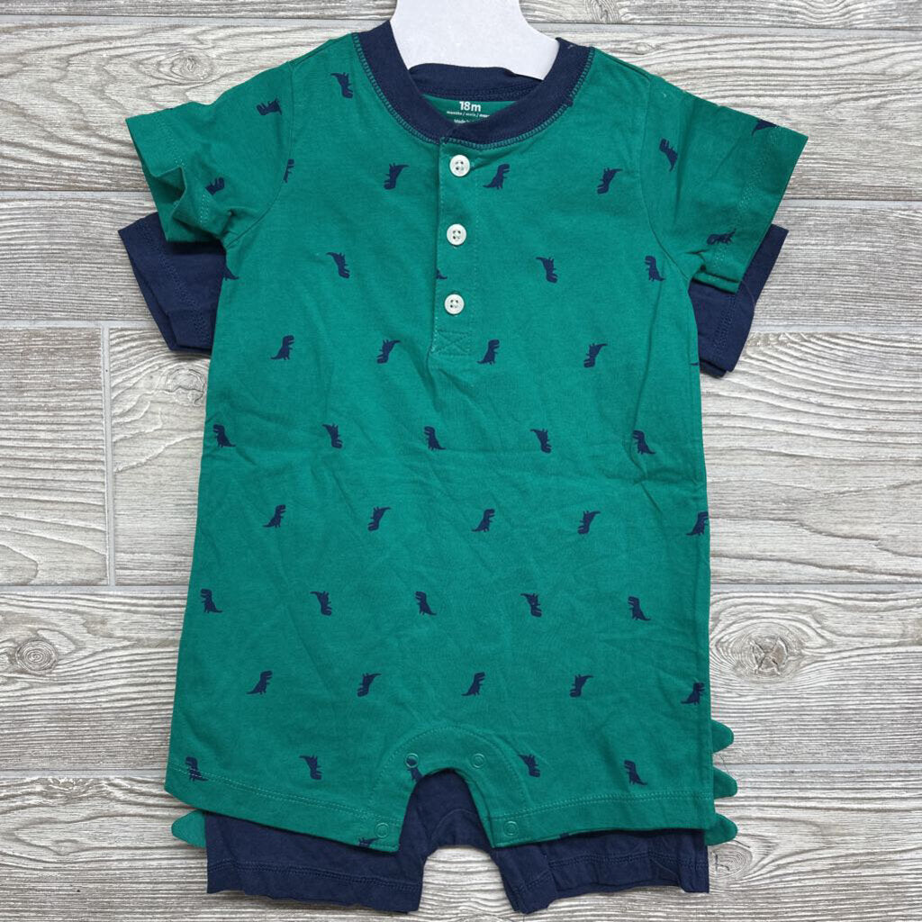 NEW 2 Pk Shorty Romper Dinosaurs