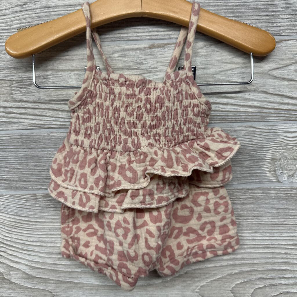 Muslin Smocked Ruffle Tank & Shorts Animal Print