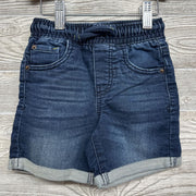Drawstring Knit Denim Shorts Cuffed
