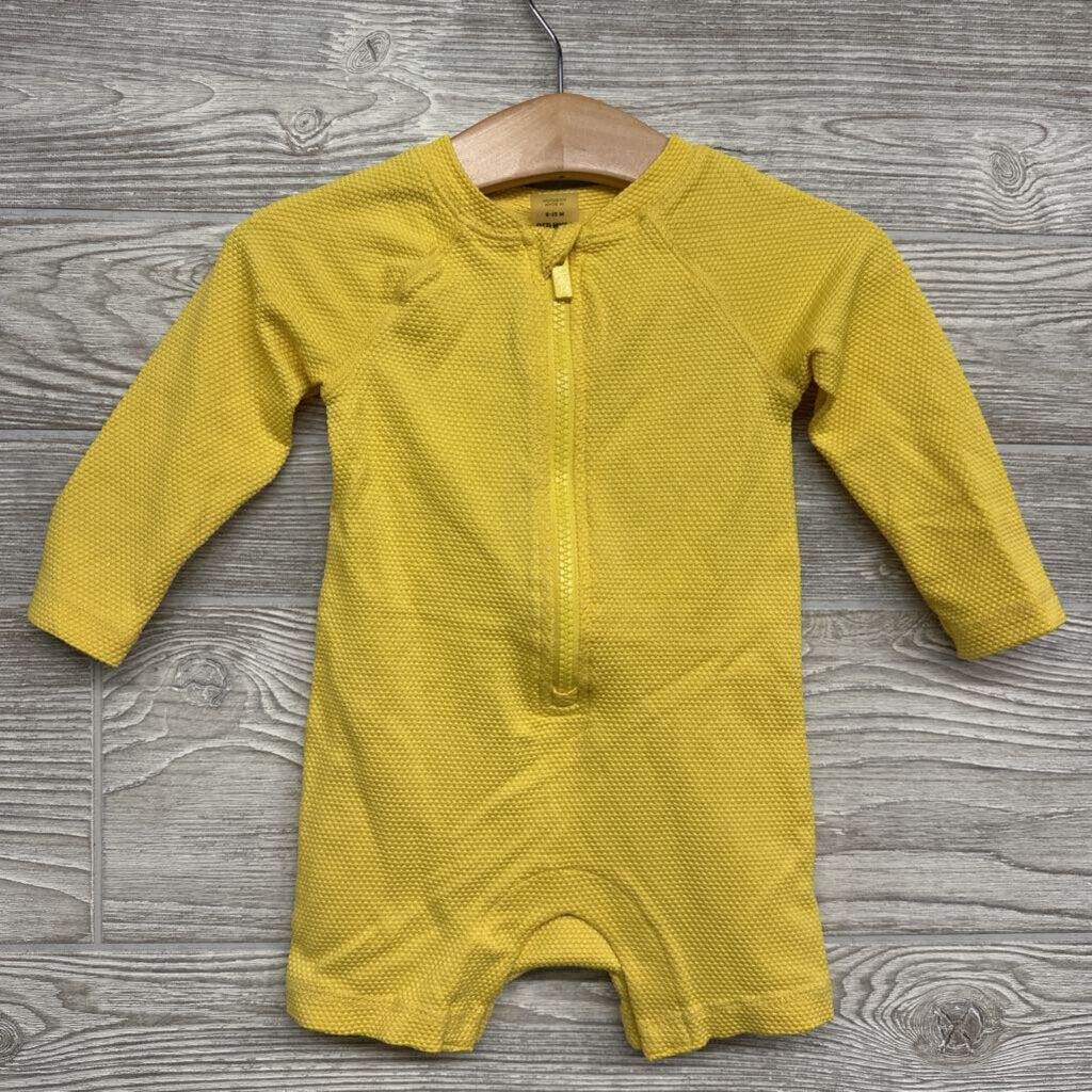 1/4 Zip Textured Swim Rashguard 1 Piece