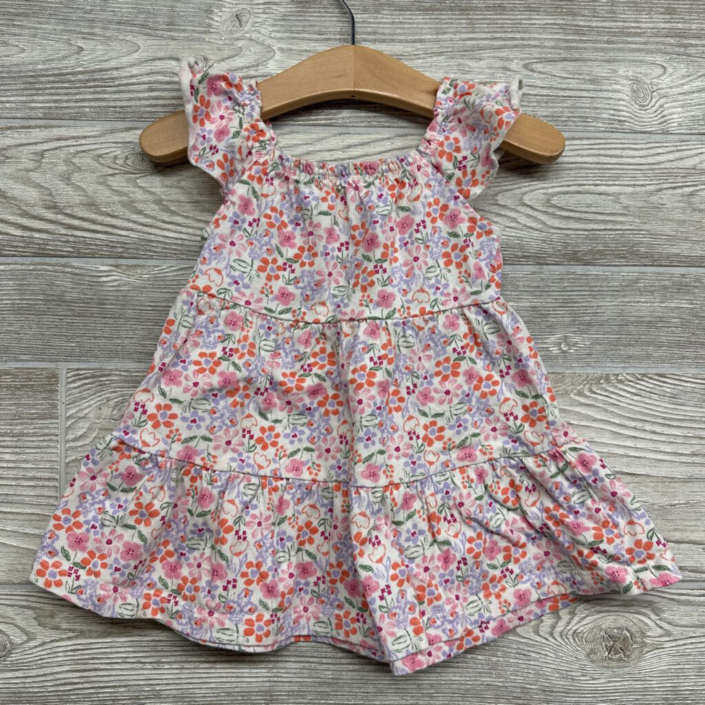 Tiered Flutter Sleeve Dress Flowers