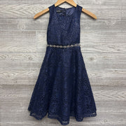 Sleeveless Dress Rhinestone Belt Lace Flowers