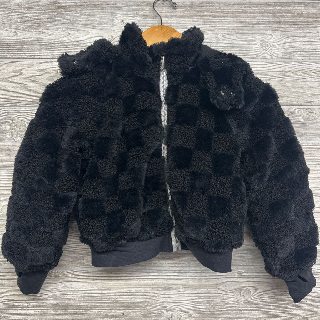 Plush Checkered Jacket W/ Hood