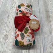 NEW Muslin Blanket & Velvet Headband Poinsetta
