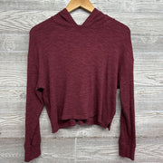 Crop Ribbed LS Shirt W/ Hood
