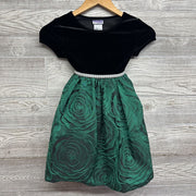 Velour Textured Flower Dress Pearl Belt