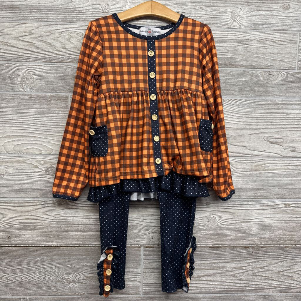 2 Pc Ls Dress & Pants Gingham Dots