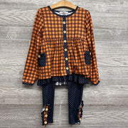 2 Pc Ls Dress & Pants Gingham Dots