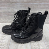Lace Up Paten Combat Boots Glitter