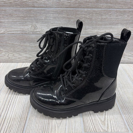 Lace Up Paten Combat Boots Glitter