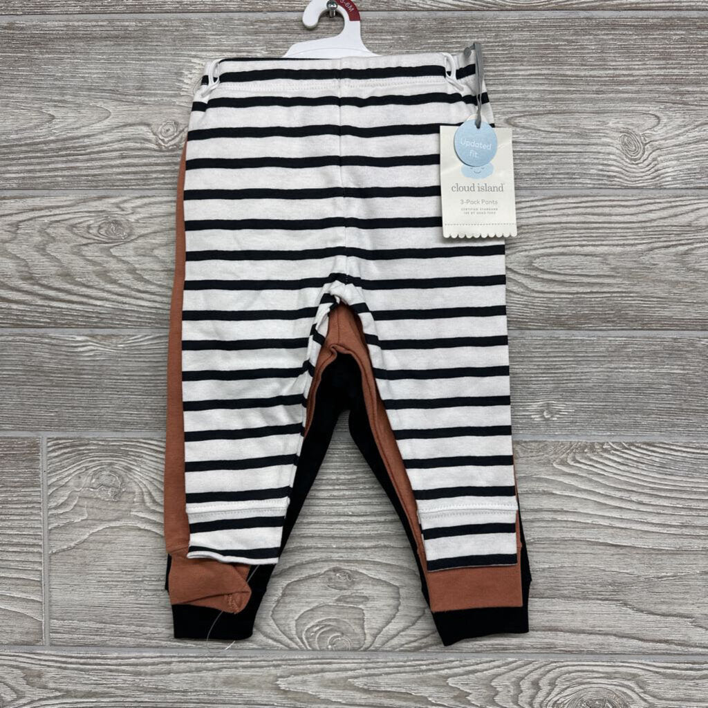 NEW 3 Pk Pants Stripes Solid