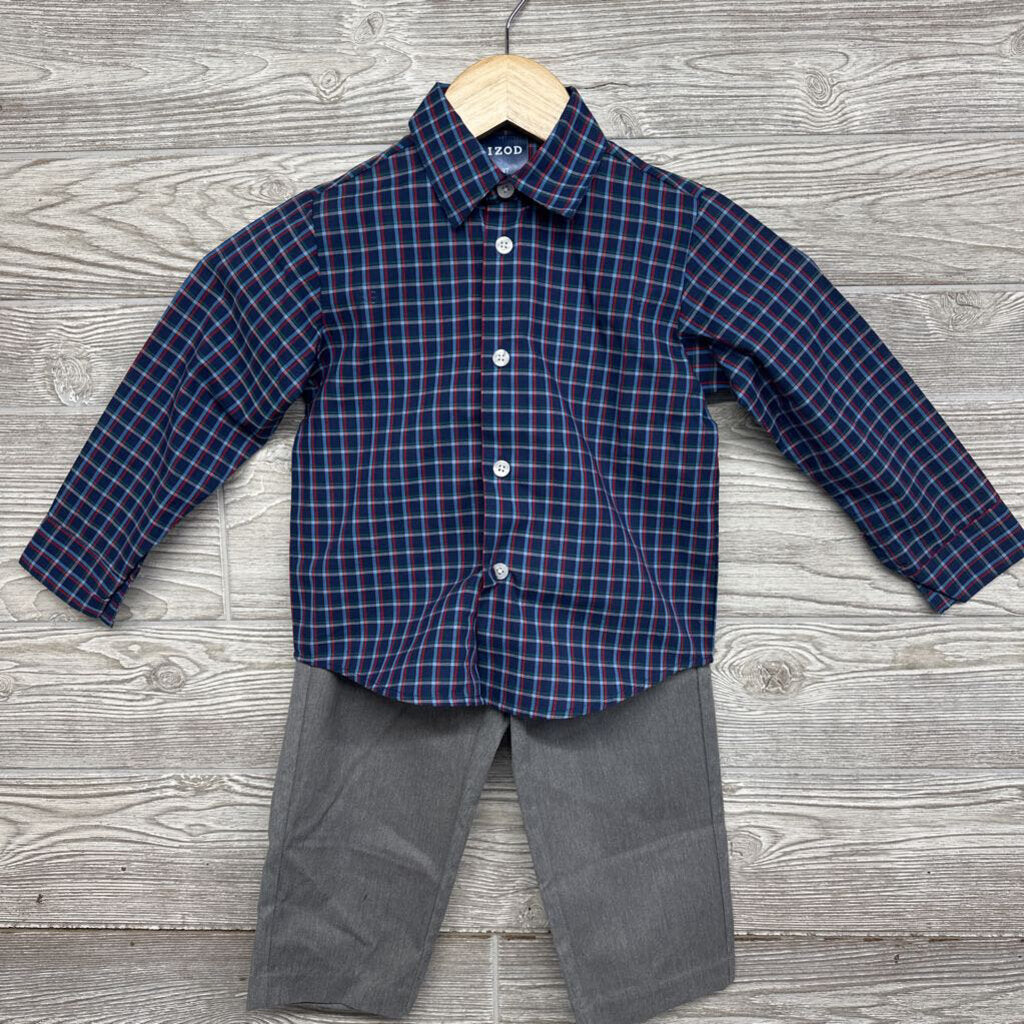 2 Pc Button Up Dress Shirt & Pants Gingham