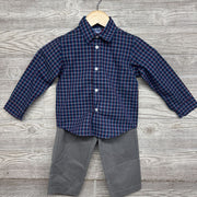 2 Pc Button Up Dress Shirt & Pants Gingham