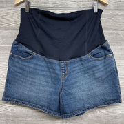 Full Panel Denim Midi Shorts