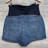 Full Panel Denim Midi Shorts