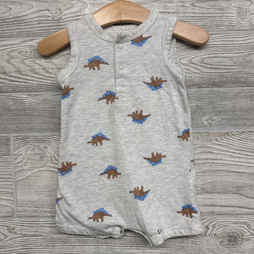 Tank Henley Romper Dinosaurs