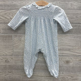 LS Smocked Footed Coverall W/ Headwrap Flowers