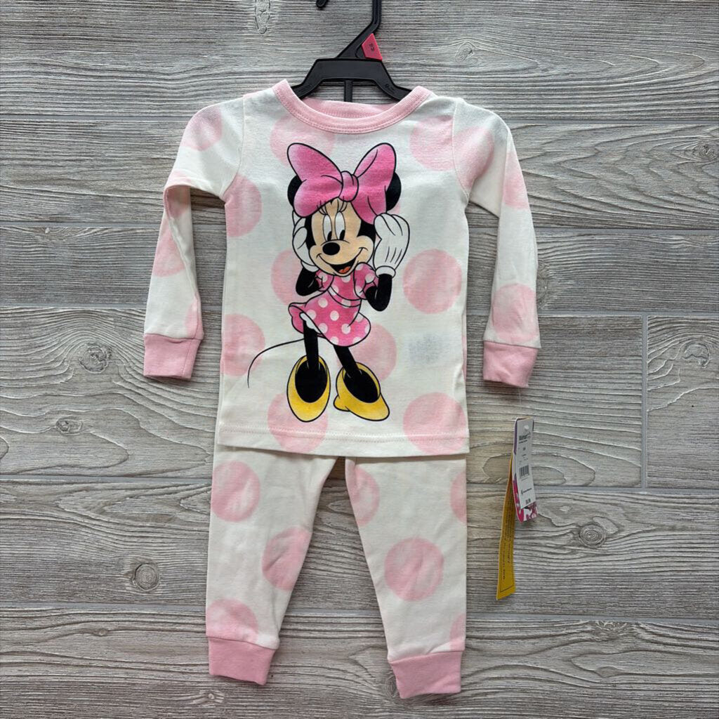 NEW 2 Pc LS PJs Dots Minnie Mouse