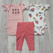 2 Bodysuits & Pants Love Makes Me Grow Strawberries Preemie
