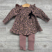 LS Ribbed Dress & Leggings Animal Print 3-6m