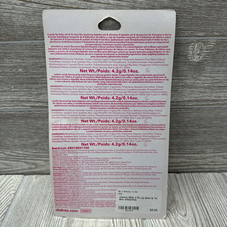 NEW 4 Pk Lip Balm & Tin Box