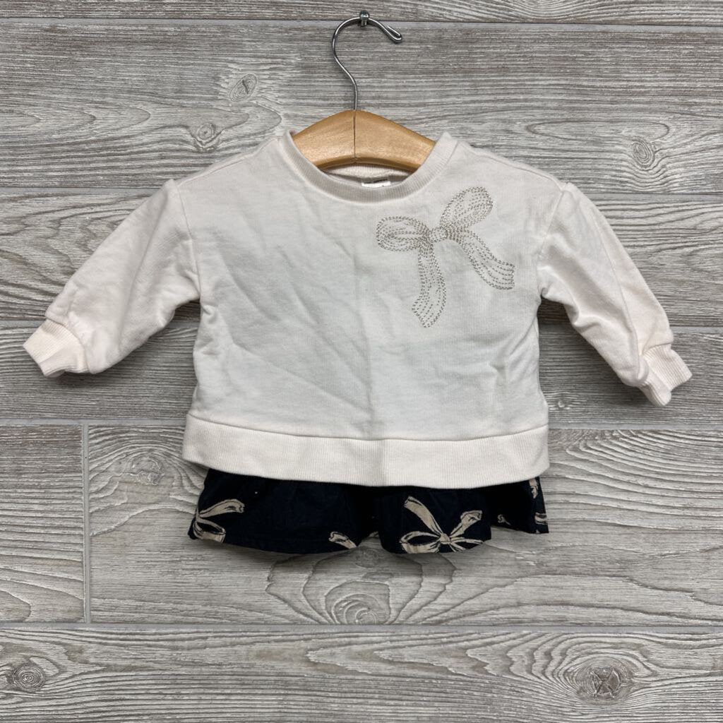 Crewneck Embroidered Bow & Skirt W/ Bows