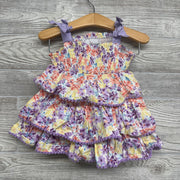 Smocked Tank Dress & Bloomers Flowers Bow Straps 9m