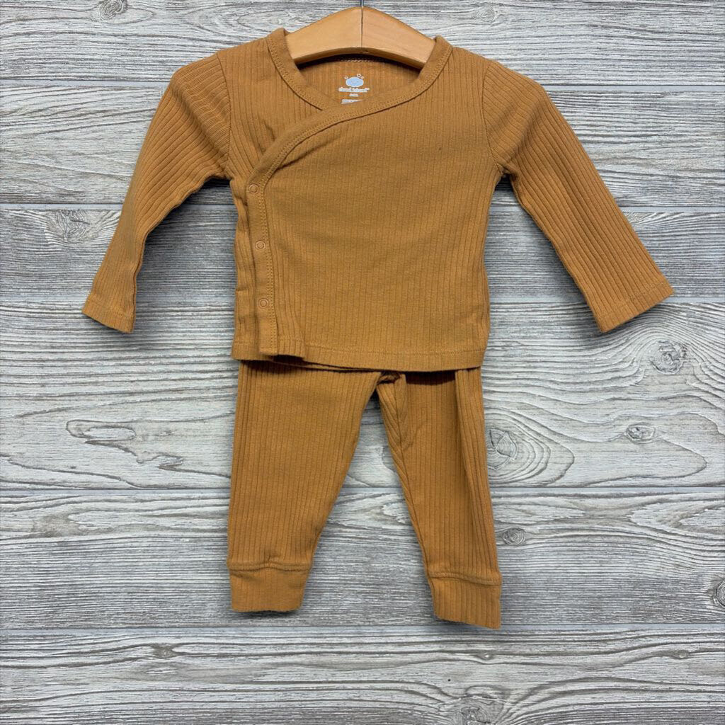 LS Ribbed Side Snap Shirt & Pants 6-9m