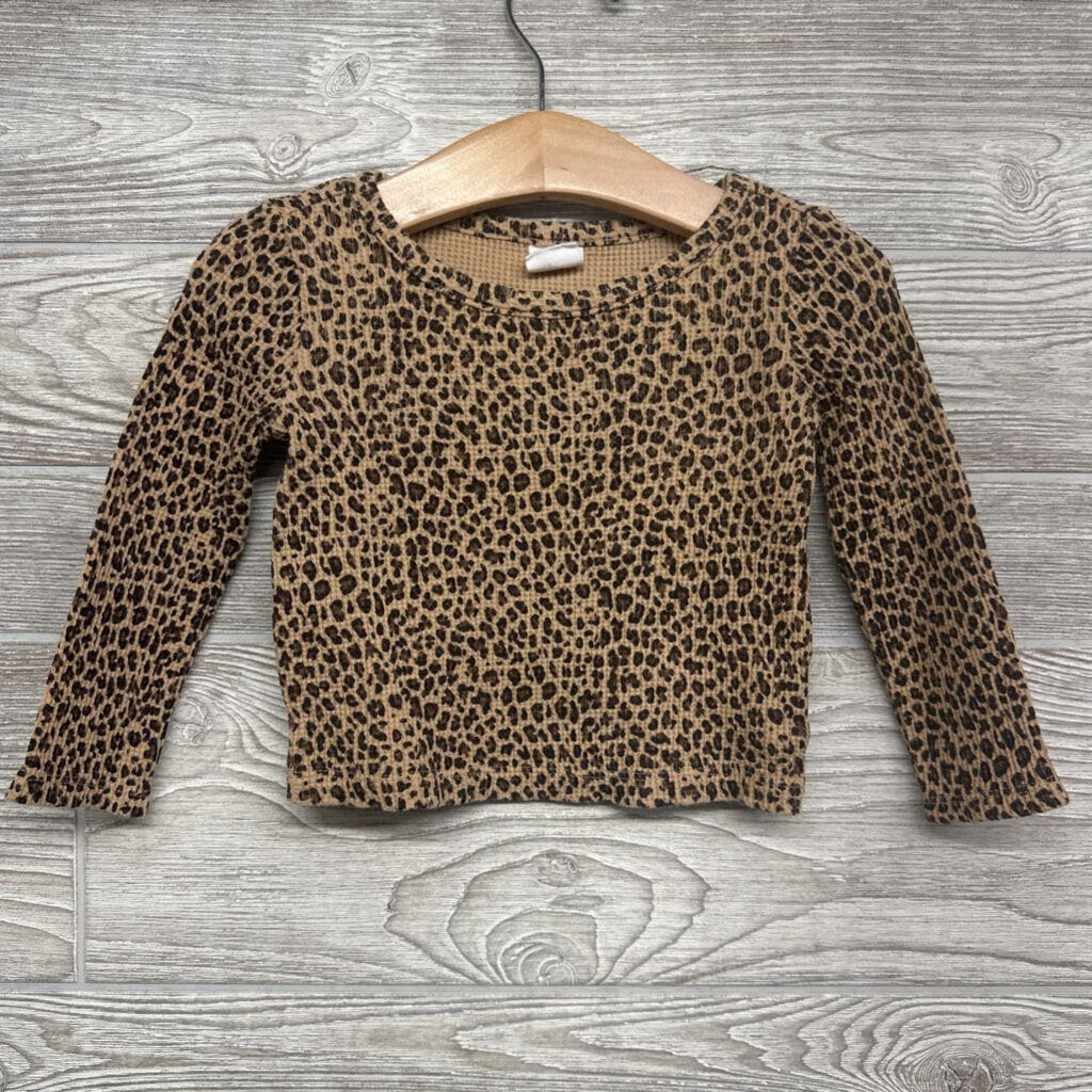LS Waffle Knit Shirt Animal Print 12-18m