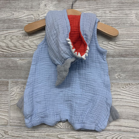 Gauze Tank Shorty Romper W/ Shark Hood 3-6m