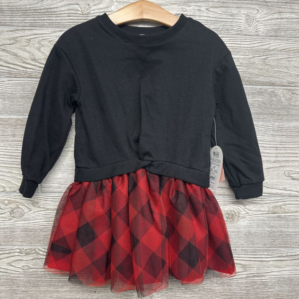 NEW Crewneck Tulle Dress Buffalo Plaid 3t