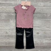 NEW Ribbed Shirt & Faux Leather Pants Rhinestone Star 3t