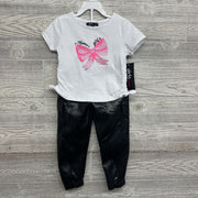 NEW Shirt & Faux Leather Pants Mama's Girl Glitter Bow 3t