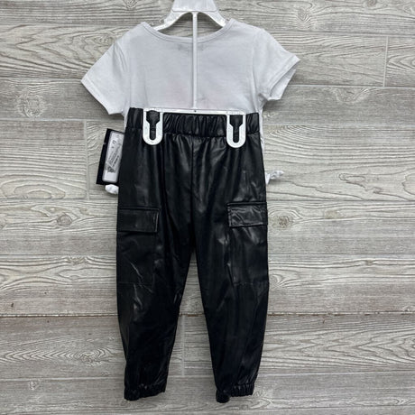 NEW Shirt & Faux Leather Pants Mama's Girl Glitter Bow 3t