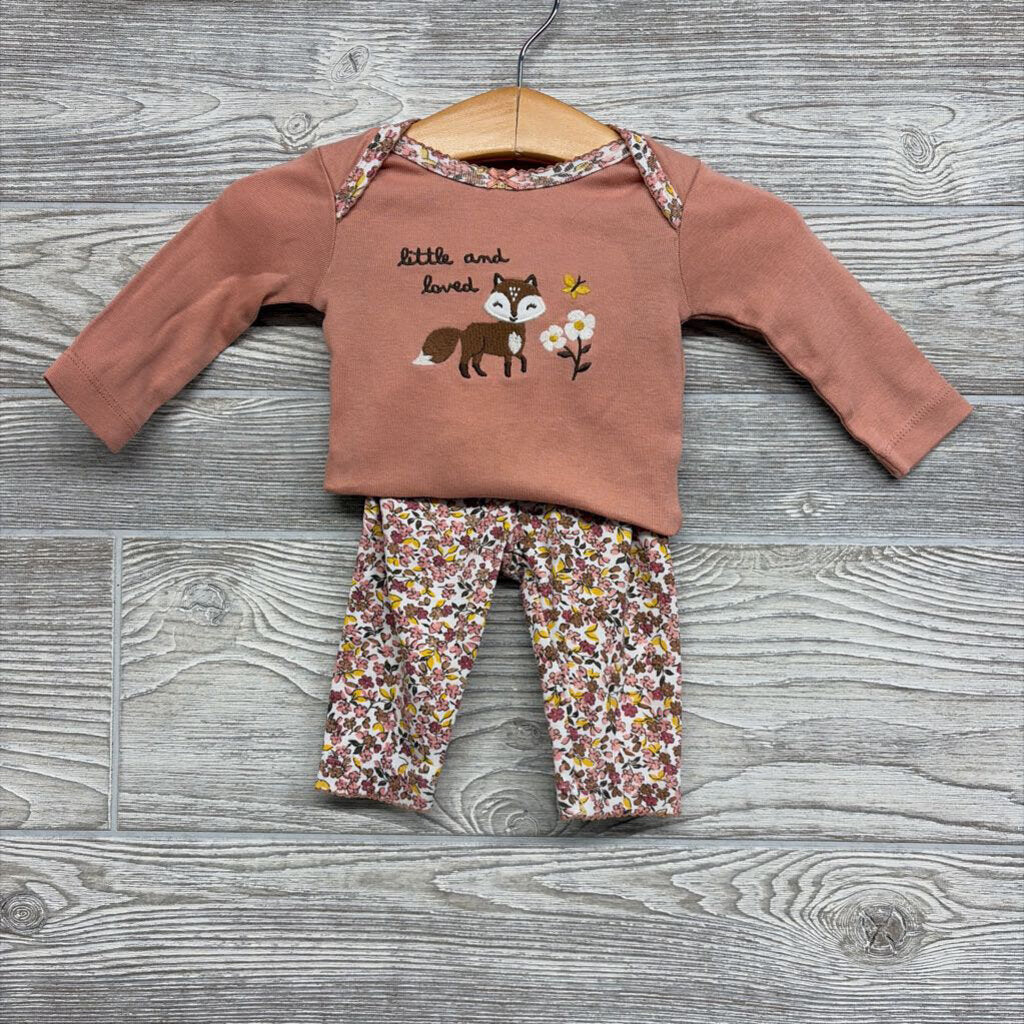 LS Bodysuit Little & Loved & Flower Pants 3M