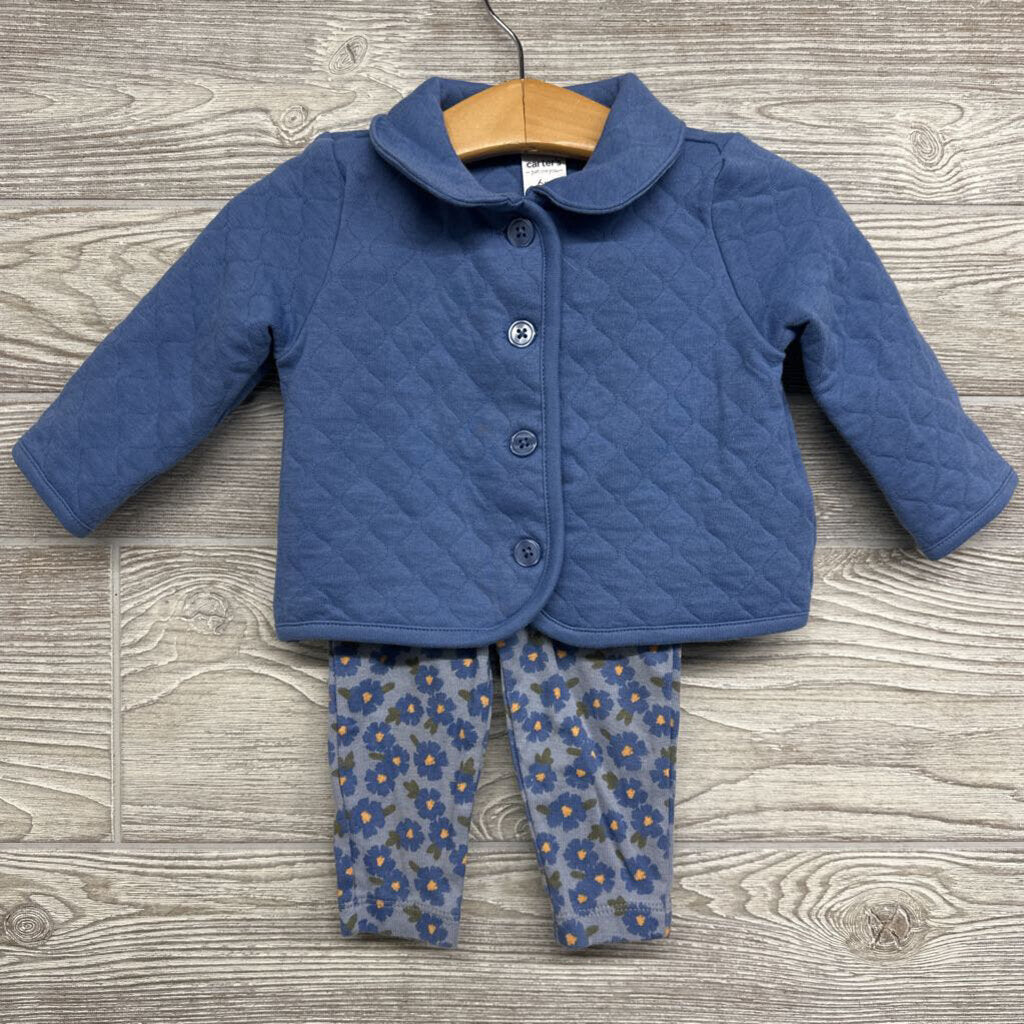 Quilted Jacket & Flower Leggings 6M