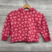 Crop Hooded Sweatshirt Hearts Raw Hem 6