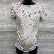 Ruched V Neck Shirt Flowers