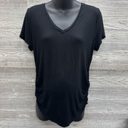 Ruched V Neck Shirt Stripes L