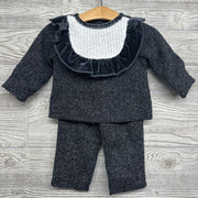 LS Textured Blouse & Pants Velvet Ruffle 12m *