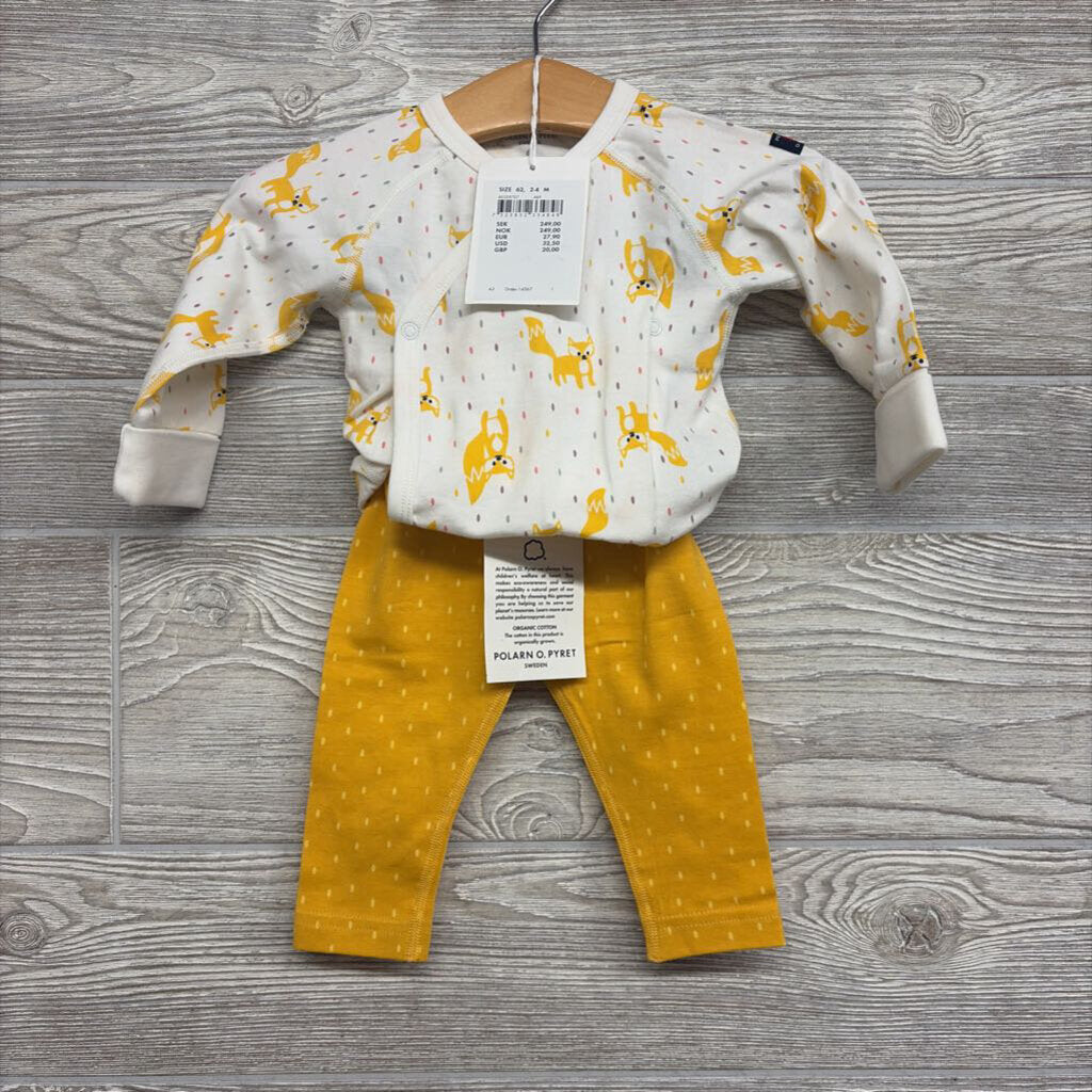 NEW LS Side Snap Bodysuit & Pants Fox Spotty 2-4m*