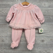 NEW LS Velour Crewneck & Footed Pants Tulle 6m