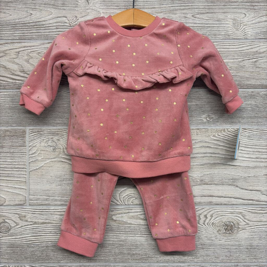 NEW LS Velour Crewneck & Pants Foil Dots 6m