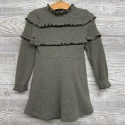 Tiered Ribbed LS Dress Lettuce Trim 3