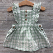 Bib Jumper Gingham Embroidered Flowers 3-6m