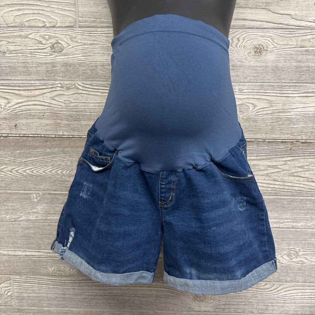 Full Panel Distressed Denim Shorts XL