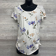 Ruched Scoop Neck Shirt Flowers
