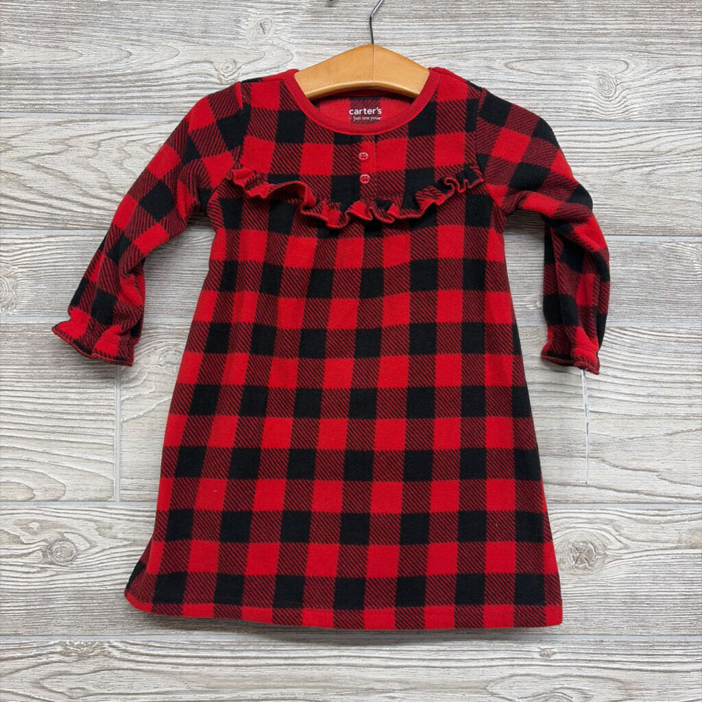 NEW Gingham Fleece Pj Gown 12M