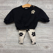 Crewneck & Ribbed Leggings Flowers 0-3m